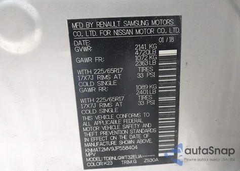 2018 Nissan Rogue Sv from USA, damaged, VIN KNMAT2MV9JP558404